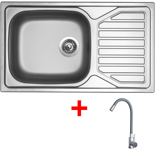 Sinks OKIO 860 XXL + ELASTA nerez/šedá