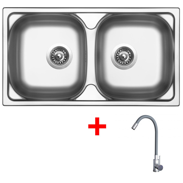 Sinks OKIO 780 DUO + ELASTA nerez/šedá