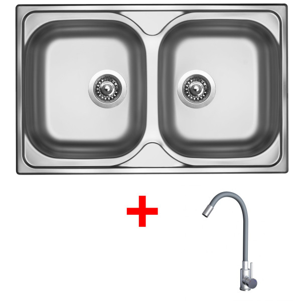 Sinks CLASSIC 800 DUO + ELASTA nerez/šedá