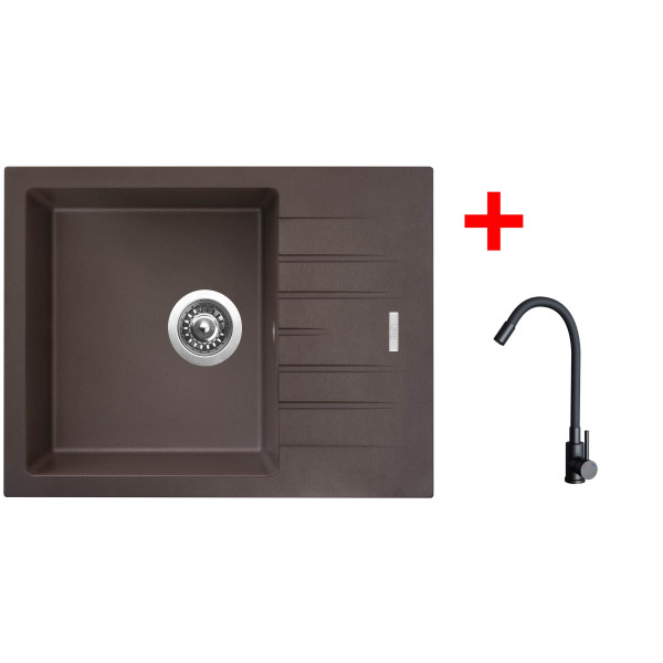 Sinks PERFECTO 650 Marone + ELASTA černá matná