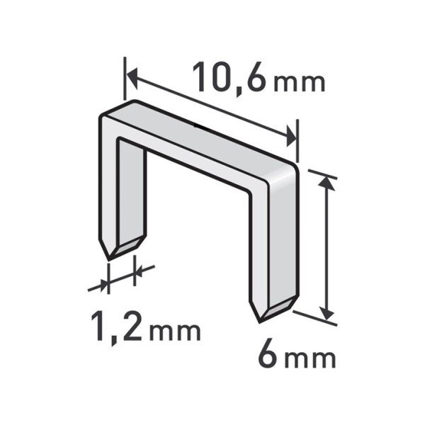 Spony, balení 1000ks, 6mm, 10,6x0,52x1,2mm
