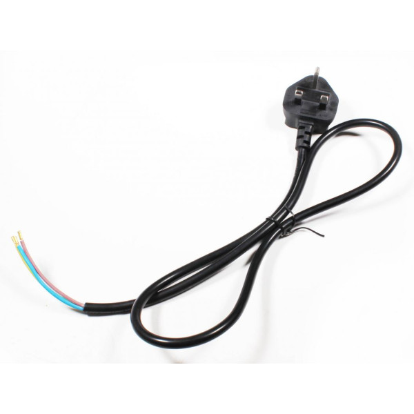 Napájecí kabel - UK vidlice BS1363 (Type G) / bez konektoru, pouze kabel 3x 1,25" -černý  