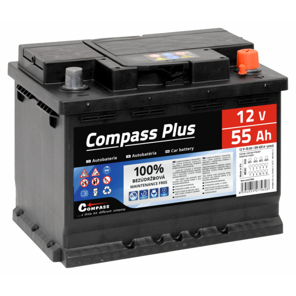 Compass Autobaterie PLUS 12V 55Ah 420A
