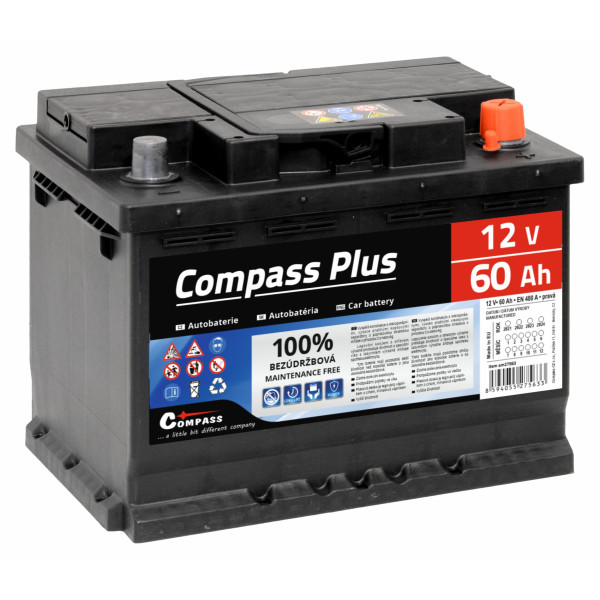Compass Autobaterie PLUS 12V 60Ah 480A