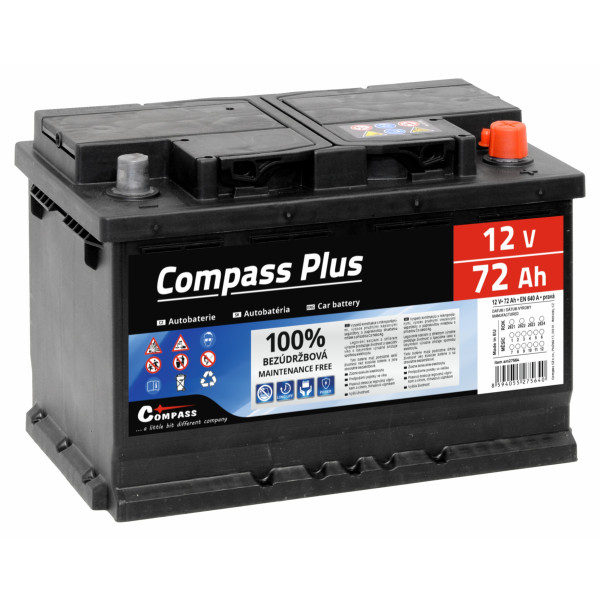 Compass Autobaterie PLUS 12V 72Ah 640A