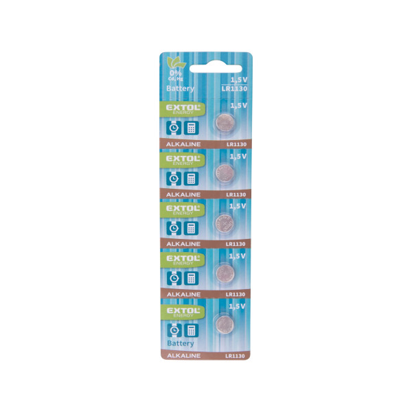 Baterie alkalické, 5ks, 1,5V (LR54, LR1130)