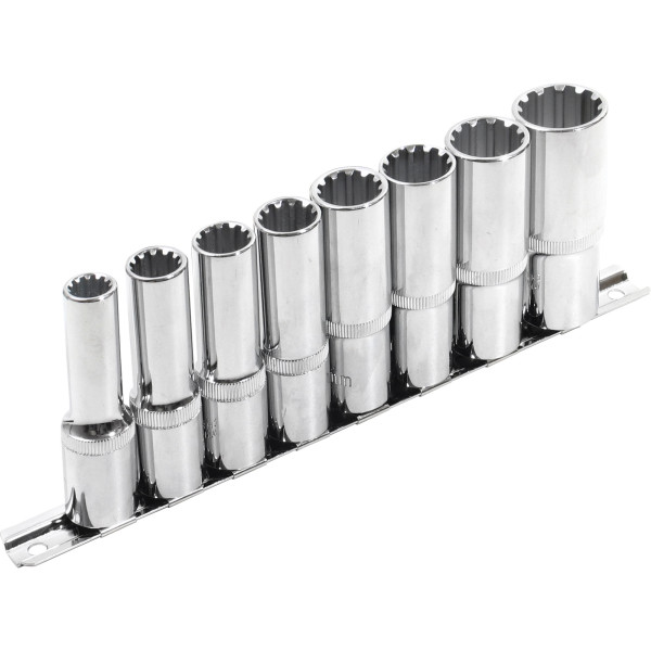 Hlavice nástrčné prodloužené, MULTI-LOCK, sada 8ks, 1/2", CrV