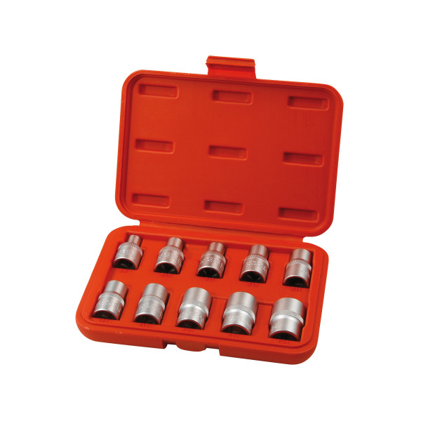 Hlavice nástrčné vnitřní TORX, sada 10ks, 1/2", CrV/S2