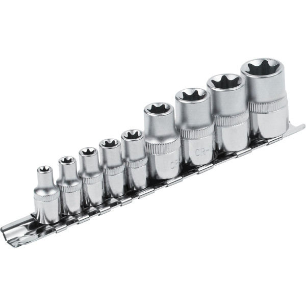 Hlavice nástrčné vnitřní TORX , sada 9ks, 1/4",1/2", CrV