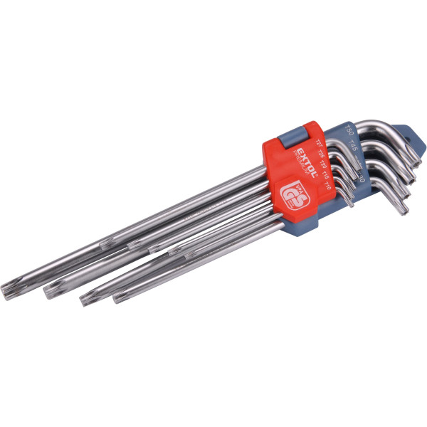 L-klíče TORX prodloužené, sada 9ks, T10-50