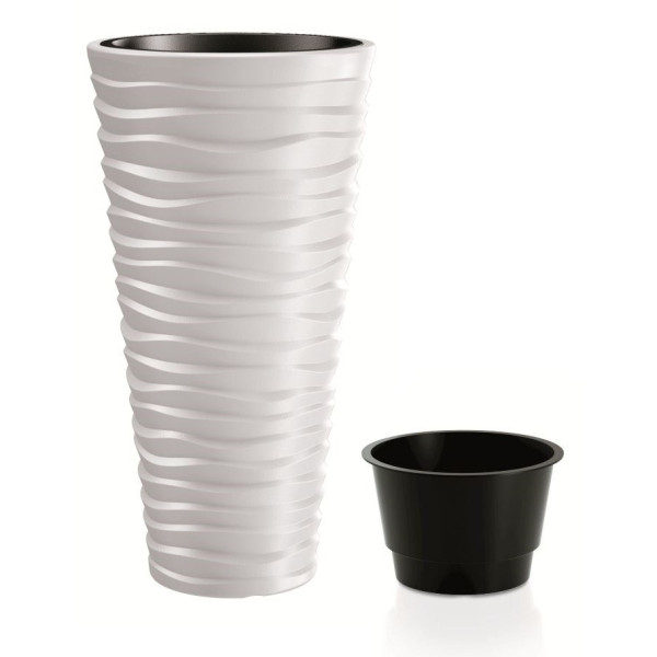 Květináč SAND SLIM + vklad bílý 29,6 cm