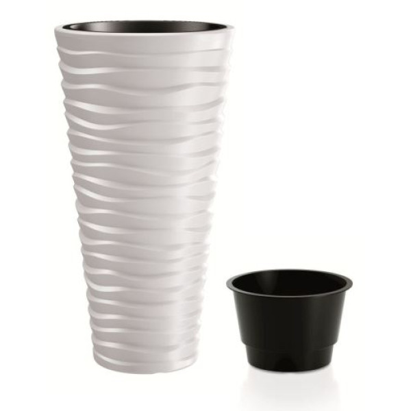 Květináč SAND SLIM + vklad bílý 34,9 cm