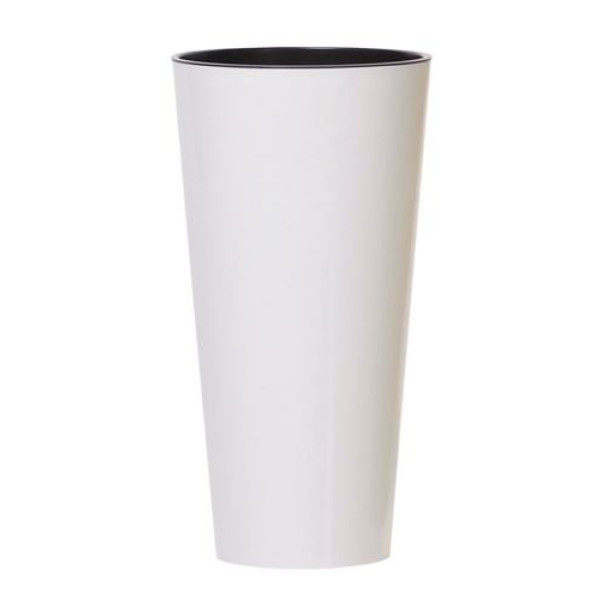 Květináč TUBUS SLIM + vklad bílý lesk 30cm