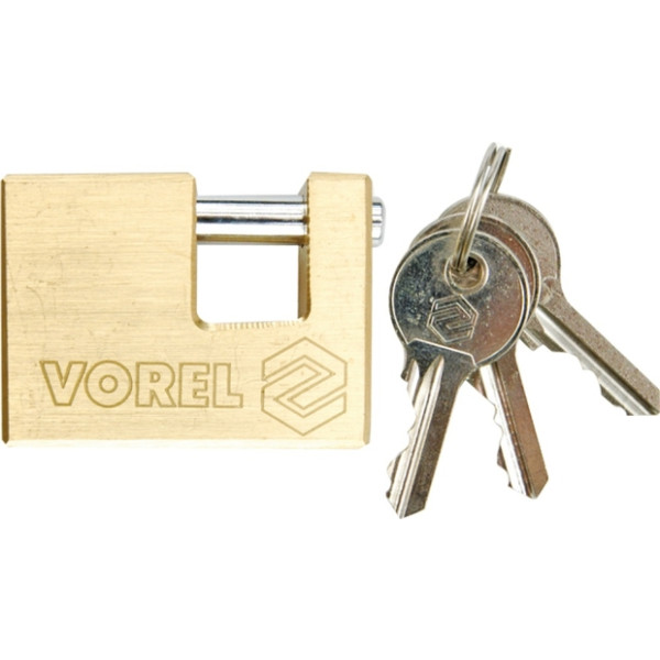 Vorel Zámek visací 65 mm čepový mosaz 3 klíče