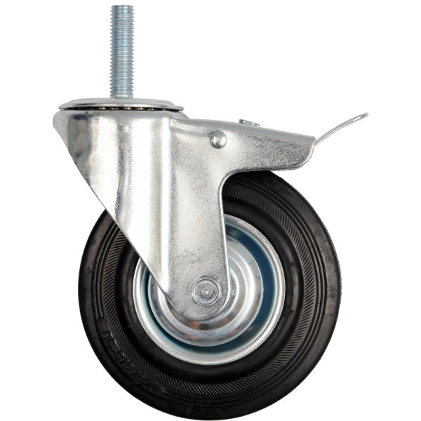 Vorel Kolečko otočné s brzdou, gumové se šroubem 100kg 125/33/153mm