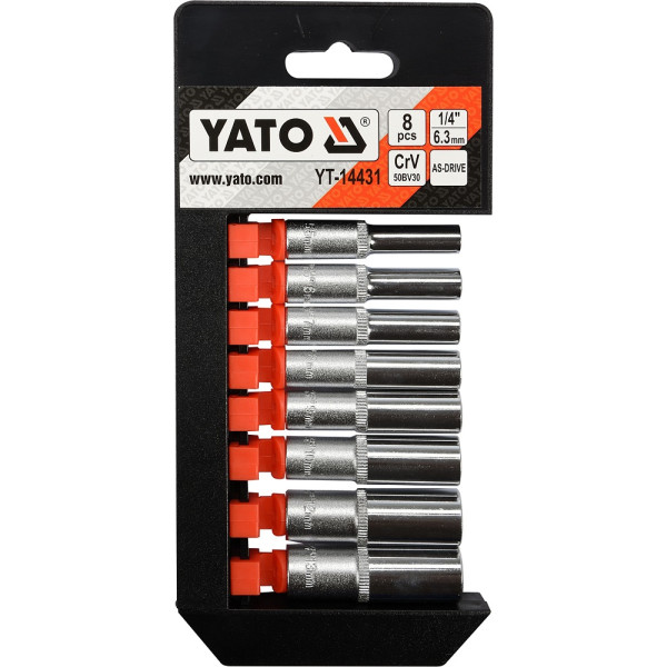 Yato Sada nástavců 1/4" šetihranné 8ks 5,5-13 mm