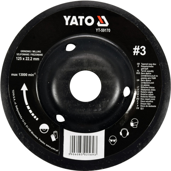 Yato Rotační rašple úhlová jemná 125 mm typ 3