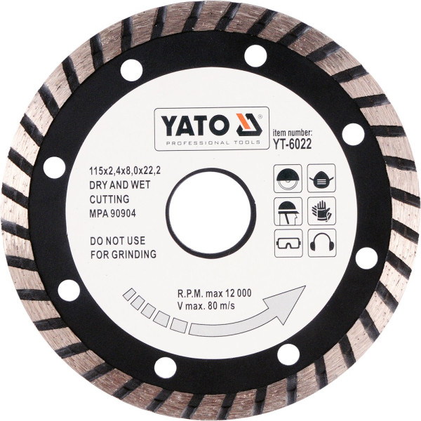 Yato Kotouč řezný diamantový 115 x 22,2 x 2,4 mm turbo