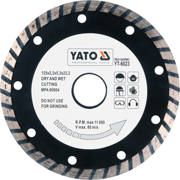 Yato Kotouč řezný diamantový 125 x 22,2 x 2,6 mm turbo