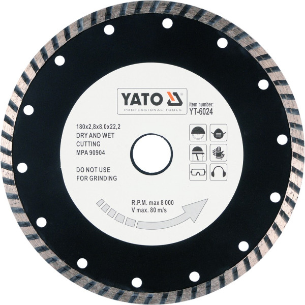 Yato Kotouč řezný diamantový 180 x 22,2 x 2,8 mm turbo