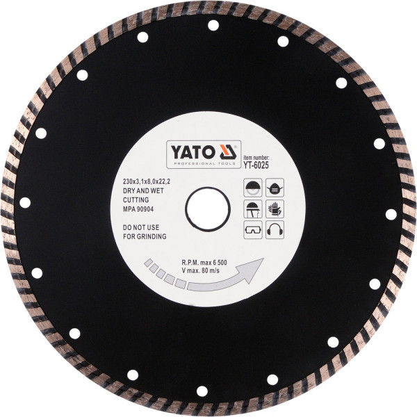 Yato Kotouč řezný diamantový 230 x 22,2 x 3,1 mm turbo