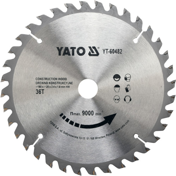 Yato Kotouč na stavební dřevo 180 x 20 mm 36z