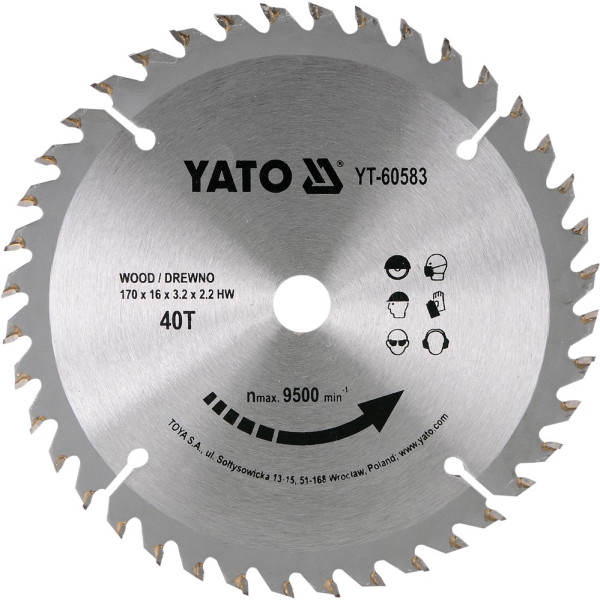Yato Kotouč na dřevo 170 x 16 mm 40z