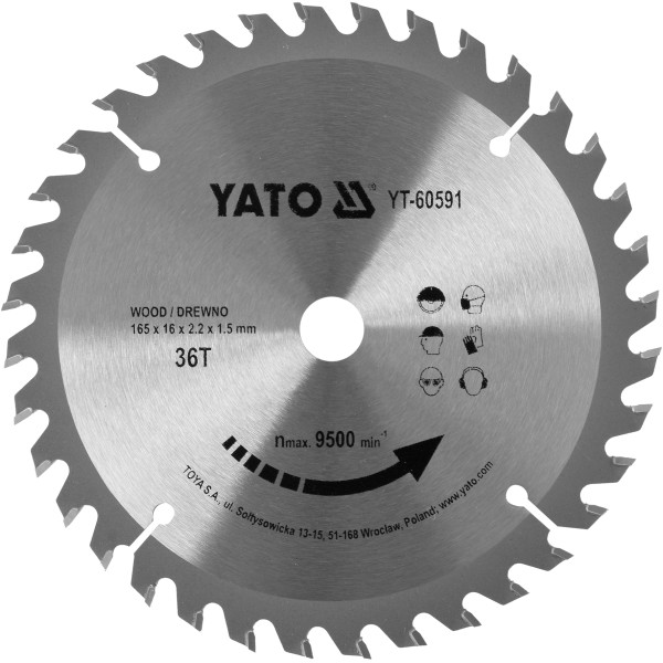Yato Kotouč na dřevo TCT 165 x 16 mm 36z (pro YT-82810, YT-82811)