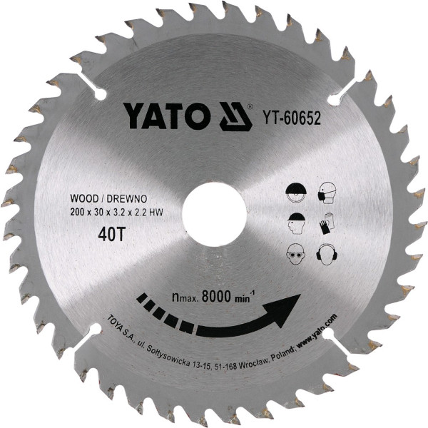 Yato Kotouč na dřevo 200 x 30 mm 40z