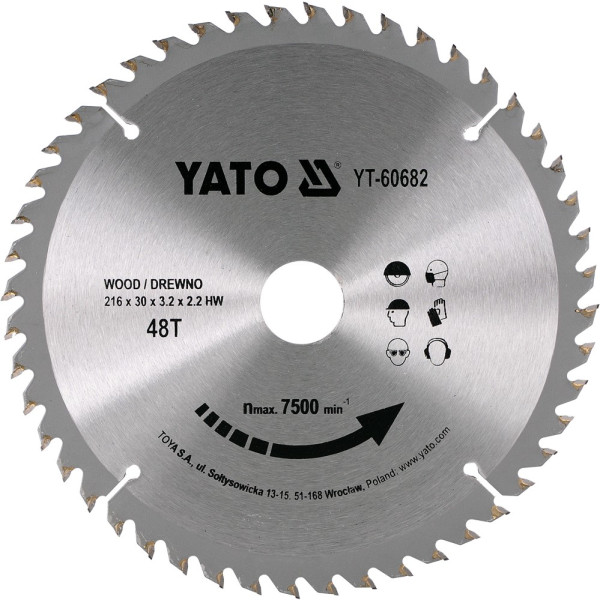 Yato Kotouč na dřevo 216 x 30 mm 48z