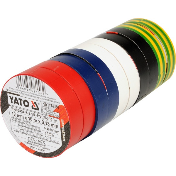 Yato Páska izolační 12 x 0,13 mm x 10 m barevná 10 ks