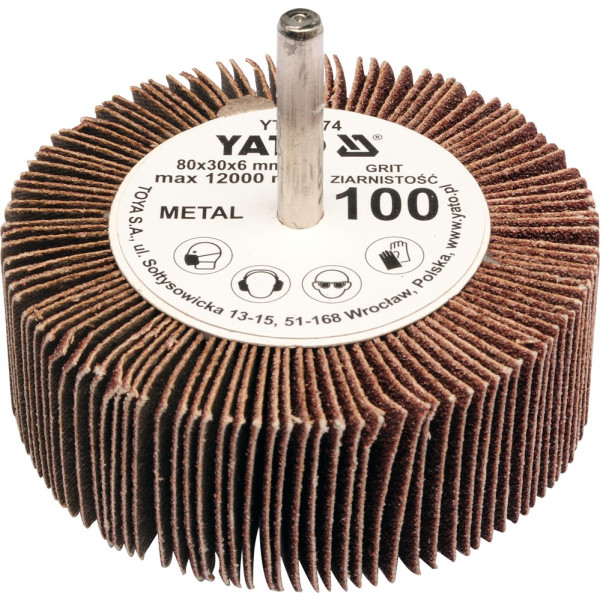 Yato Kotouč lamelový radiální 80x30 P-120 s hřídelí 6 mm