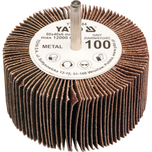 Yato Kotouč lamelový radiální 80x40 P-120 s hřídelí 6 mm