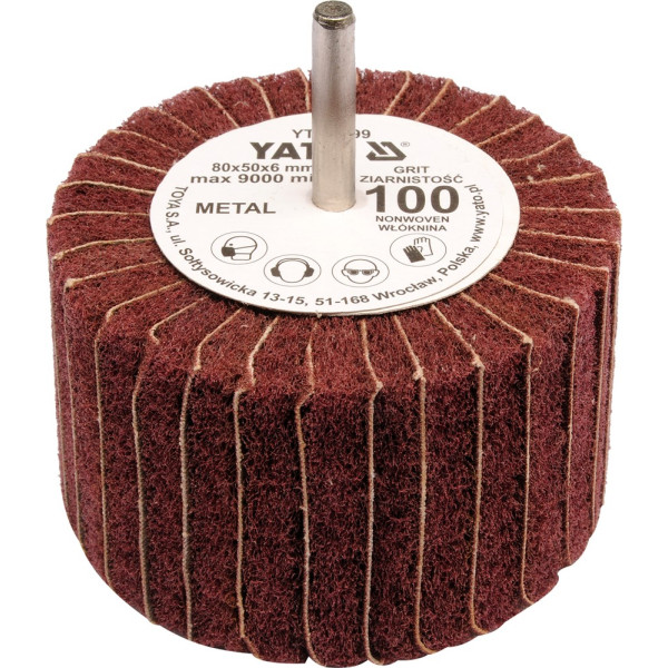 Yato Kotouč lamelový radiální 80x50 P-60 s hřídelí 6 mm