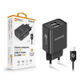 ALI CN 2,4A,2xUSB, USB-C, černá CHA0042