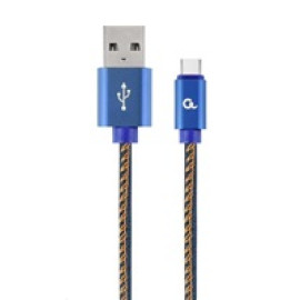 GEMBIRD Kabel CABLEXPERT USB 2.0 AM na Type-C kabel (AM/CM), 2m, opletený, jeans, blister, PREMIUM QUALITY