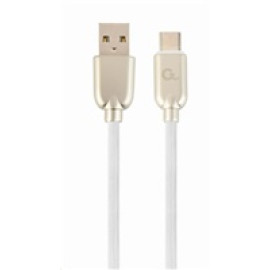 GEMBIRD Kabel CABLEXPERT USB-A na USB-C kabel (AM/CM), 2m, pogumovaný, bílý, blister