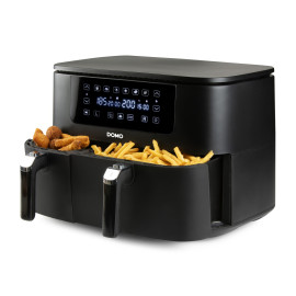 Dvojitá horkovzdušná fritéza 3+6 l - digitální - DOMO DO546FR, 2 850 W, 2 samostatné zóny, 6 automatických programů, XXL kapacita 3 + 6 litrů