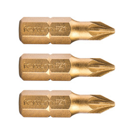 Hrot křížový pozidriv, sada 3ks, PZ 1x25mm,titan. úprava, S2