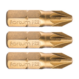 Hrot křížový pozidriv, sada 3ks, PZ 2x25mm,titan. úprava, S2