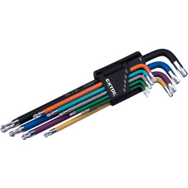 L-klíče TORX prodloužené barevné, sada 9ks, s kuličkou, T10-50, S2