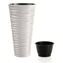 Květináč SAND SLIM + vklad bílý 29,6 cm