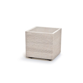 Květináč Prosperplast MADERA SQUARE eco wood 38,5 cm bílý eco