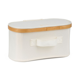 Úložný box G21 30 x 15 x 15 cm, bambusový s víkem, béžový