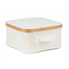 Úložný box G21 30 x 30 x 15 cm, bambusový s víkem, béžový