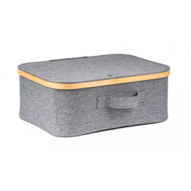 Úložný box G21 40 x 30 x 15 cm, bambusový s víkem, šedý