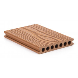 Terasové prkno G21 2,5 x 14,8 x 400 cm, Light Wood s kulatými výřezy, WPC