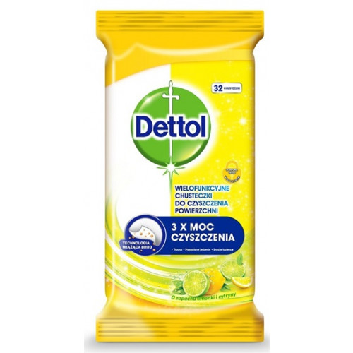 DETTOL Citron a Limeta dezinfekční ubrousky na povrchy 32 ks