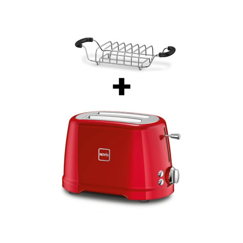 Novis Toaster T2-červený + mřížka na rozpékání ZDARMA