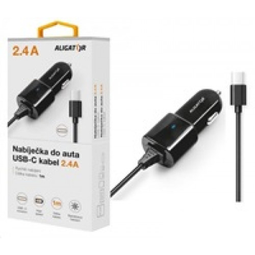 Aligator nabíječka do auta Turbo charge, 12/24 V, 2,4 A, USB-C, černá